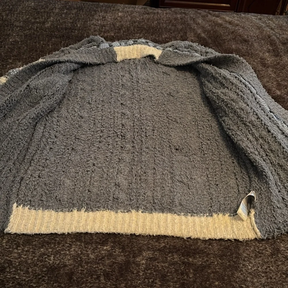Care Free People Life's Purpose knit woven ribbon trimmed cardigan sweater sz.XS